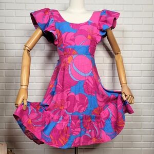 Tuckernuck size XS Wild Azalea Edisto Dress Short Ruffled Summer Resort Dopamine